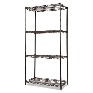 Alera NSF Certified Industrial Four-Shelf Wire Shelving Kit, 36w x 18d x 72h, Black - 1 of 4