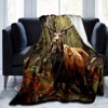 Lomsoe Art Forest Elk Deer Print Flannel Blanket - All Seasons Soft and Warm Throw Blanket for Bed, Napping, Camping, Travel, Office - 2 of 4