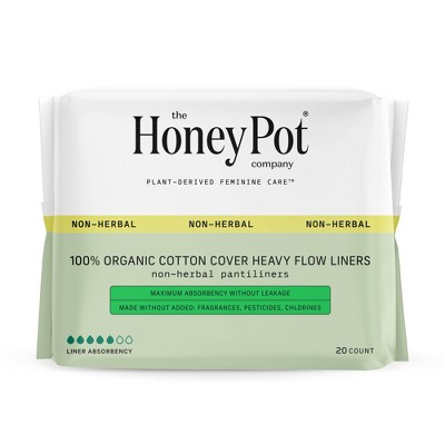 The Honey Pot Company, Non- Herbal Heavy Flow Pantiliners, Organic Cotton Cover - 20ct