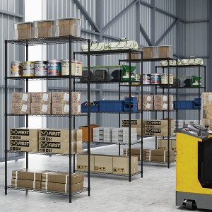 Metal Shelf Wire Shelving Unit, 1750lbs Capacity Heavy Duty 5-layer Adjustable Multi-functional Storage Rack - 1 of 4