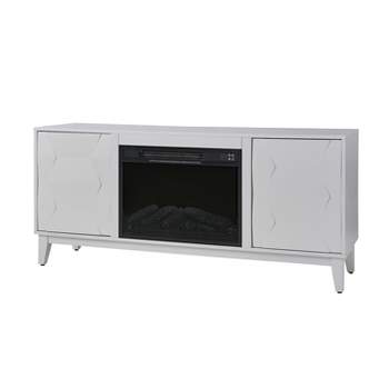 Lucy Traditional 58" Media Console TV Stand for TVs Up to 55" With Electric Fireplace Included|Artful Living Design-WHITE
