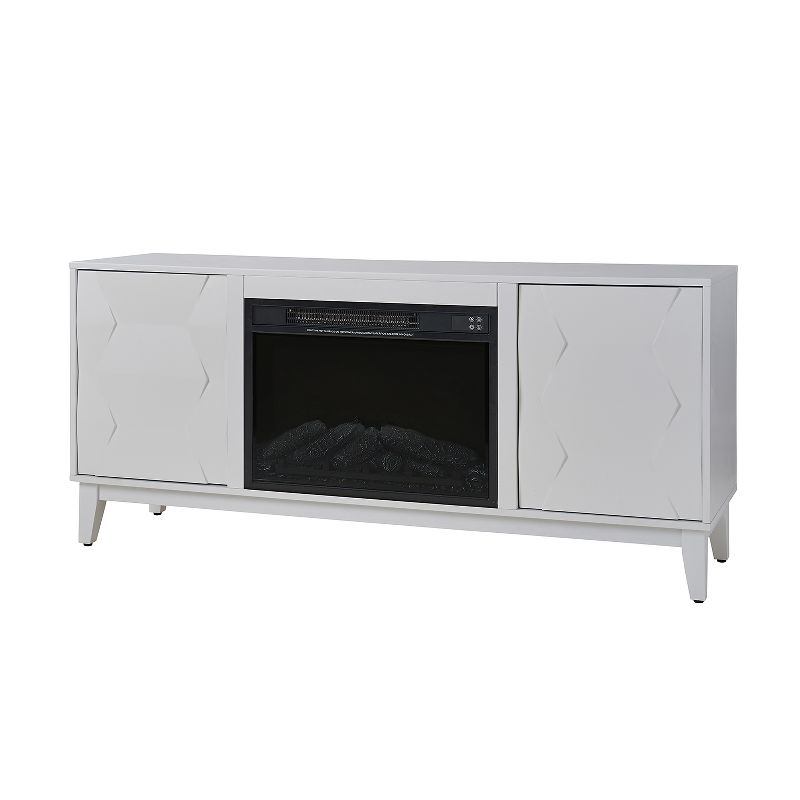 Lucy Traditional 58" Media Console TV Stand for TVs Up to 55" With Electric Fireplace Included|Artful Living Design-WHITE, 1 of 11