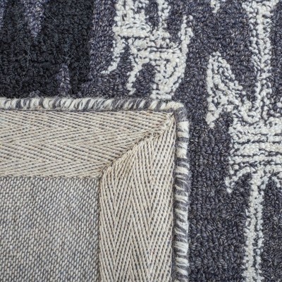 Grey and Black Hand-Tufted Wool Rectangular Area Rug