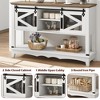 Console Table with Storage - White Entryway Table with Sliding Barn Doors & Open Shelves (46"W) for Living Room, Hallway - 2 of 4