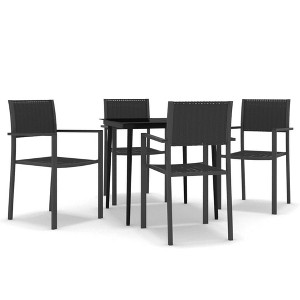 vidaXL Patio Dining Set Outdoor Dining Set Table and Chair Set for Garden - Black 31.5" Table Length 4 Items - 1 of 4
