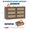 6 Drawer Dresser for Bedroom, Rattan Chest of Drawers with Gold Handle, 52.7"W Storage Dressers Organizer, Entryway Console Table - 2 of 4