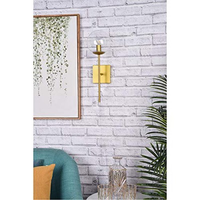 Elegant Neri Dimmable Brass and Clear Glass Globe Wall Sconce