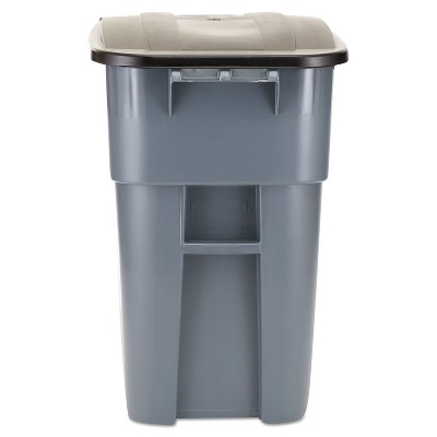 Rubbermaid Commercial Brute Rollout Container Square Plastic 50gal Gray 9W27GY