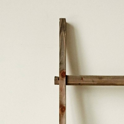 Rustic Natural Wood Decorative Ladder with 6 Rungs