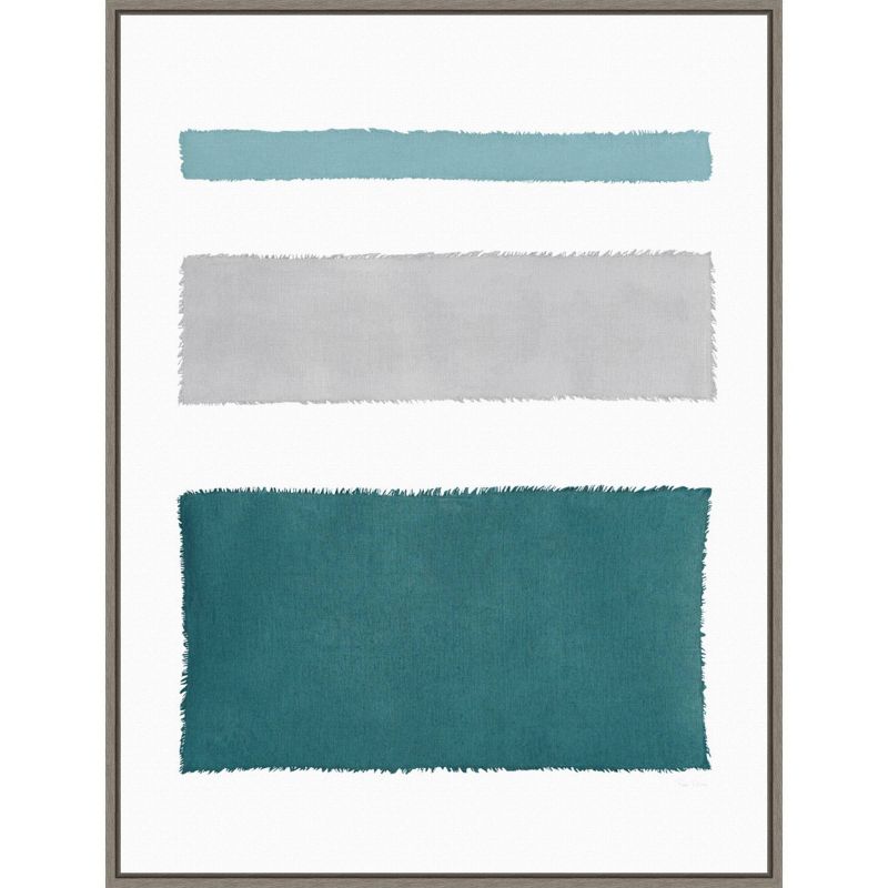22&#34; x 30&#34; Painted Weaving IV Blue Green by Piper Rhue Framed Canvas Wall Art Gray Wash - Amanti Art, 1 of 11