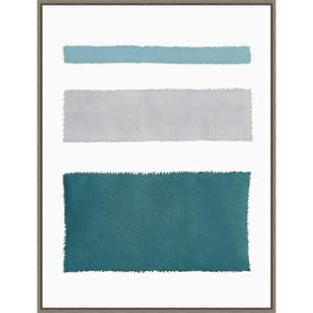 22" x 30" Painted Weaving IV Blue Green by Piper Rhue Framed Canvas Wall Art Gray Wash - Amanti Art