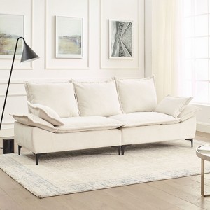 88.5" Modern Sailboat Sofa Dutch Velvet 3-Seater Sofa with Two Pillows for Small Spaces in Living Rooms, Apartments - 1 of 4