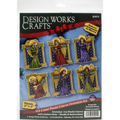 Design Works Plastic Canvas Ornament Kit 3"X4" Set Of 6-Medieval Angels (14 Count)