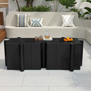 Christopher Knight Home Aurora Modern 3-Piece Patio Lightweight Concrete Modular Side Tables Set with Interlocking Design - 1 of 4