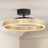 Possini Euro Design Eliza 16" Modern Semi Flush-Mount Ceiling Light Fixture Kitchen Foyer Hallway Ring Round LED Matte Black Antique Brass Finish - 2 of 4