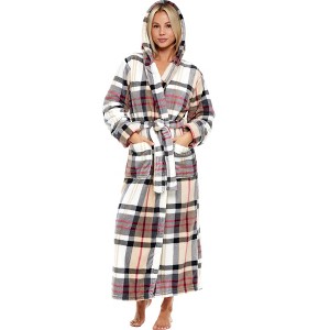 ADR Plush Fleece Women's Robe, Long Hooded Women's Bathrobe, Soft Cozy Women's Bath Robe & Plus Sizes - 1 of 4
