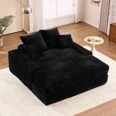 Oversized Chaise Lounge Chair,Upholstered Sleeper Sofa Bed with 4 Throw Pillows,Plush Lounge Chair Bed-The Pop Home