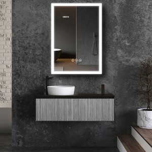 HBEZON Medicine Cabinet with Mirrors and Lights, Wall Mount Lighted Bathroom Cabinet, Defogger, Dimmable, Aluminum, Silver - 1 of 4