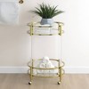 Breighton Home Royal Crest 2 Tier Acrylic Round Glass Bar Cart in Glass/Gold - 2 of 4