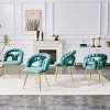 Set of 4 Modern Velvet Dining Chairs with Sculptural Bubble Back and Gold Metal Legs, Upholstered Accent Chairs for Dining Room, Lounge - Panipeachy - 2 of 4
