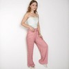 Anna-Kaci Lounge Women's Striped Drawstring Lounge Pants with Wide Leg and Soft Stretch Fabric - 3 of 4