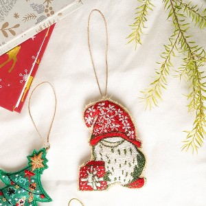SEVOBAL Tree Ornaments Set of 6 Santa Gift Hanging Ornaments, Glittering Beaded Christmas Decorations for Tree and Home, Multicolored, 4"*1.5"*5" - 1 of 4