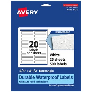 Avery Durable Waterproof Rectangle Labels with Sure Feed, .75" x 3.5" - 1 of 4