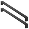 Cauldham Solid Stainless Steel Cabinet Hardware Square Pull Matte Black (16-3/8" Hole Centers) - 2 Pack - 3 of 4