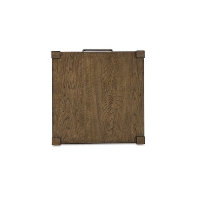 Light Brown Square Wood End Table with Storage Drawer
