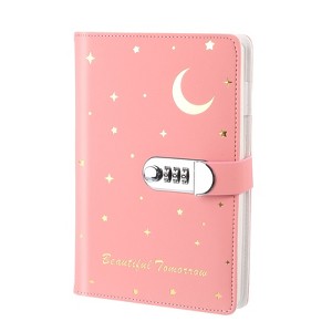 Unique Bargains Cute Journaling Leather Marble A5 Diary with Lock 120 Pages - 1 of 4