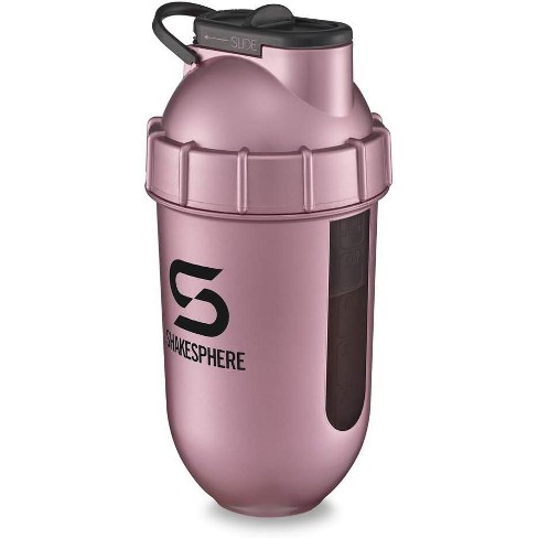 SHAKESPHERE Tumbler VIEW: Protein Shaker Bottle Smoothie Cup, 24 oz -  Bladeless Blender Cup Purees Fruit, No Mixing Ball - Rose Gold - Black  Window