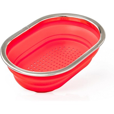 Over the Sink Cutting Board Non-Slip & Collapsible Colander-Silicone Pasta Strainer, Chop Fruit & Vegetables- Entertaining & Cooking