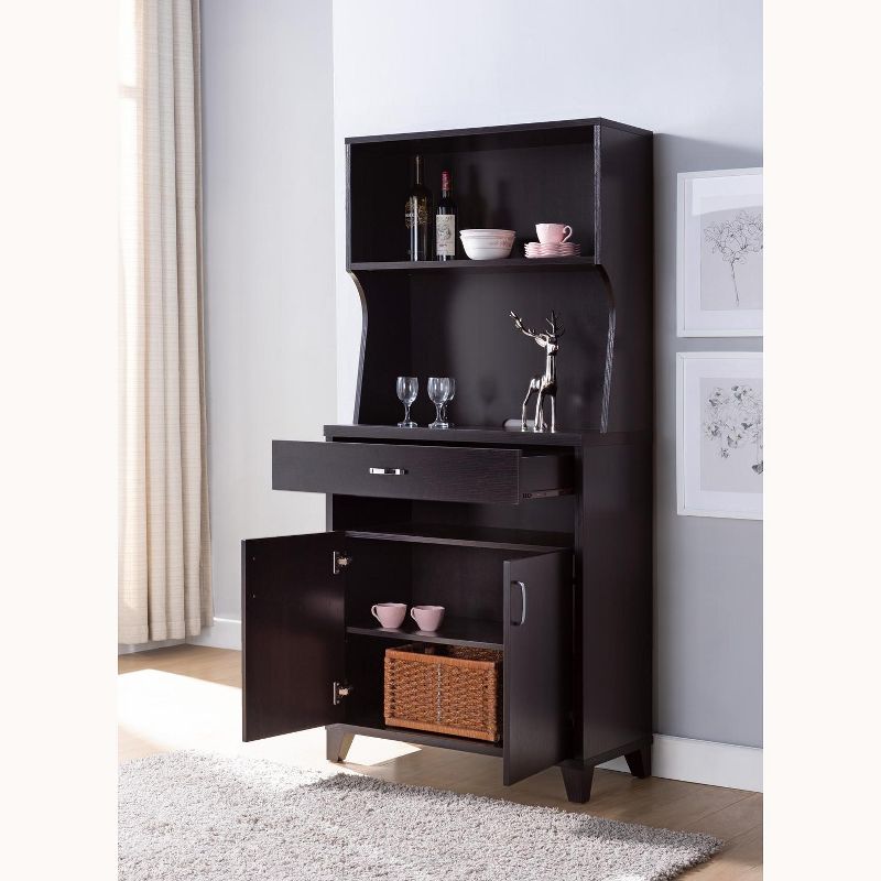 FC Design 67"H Kitchen Baker's Rack Utility Storage Cabinet with Drawer and Two-Door Cabinet in Red Cocoa Finish, 3 of 5