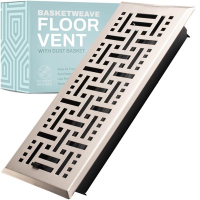 Basketweave Floor Register Vent with Mesh Cover Trap
