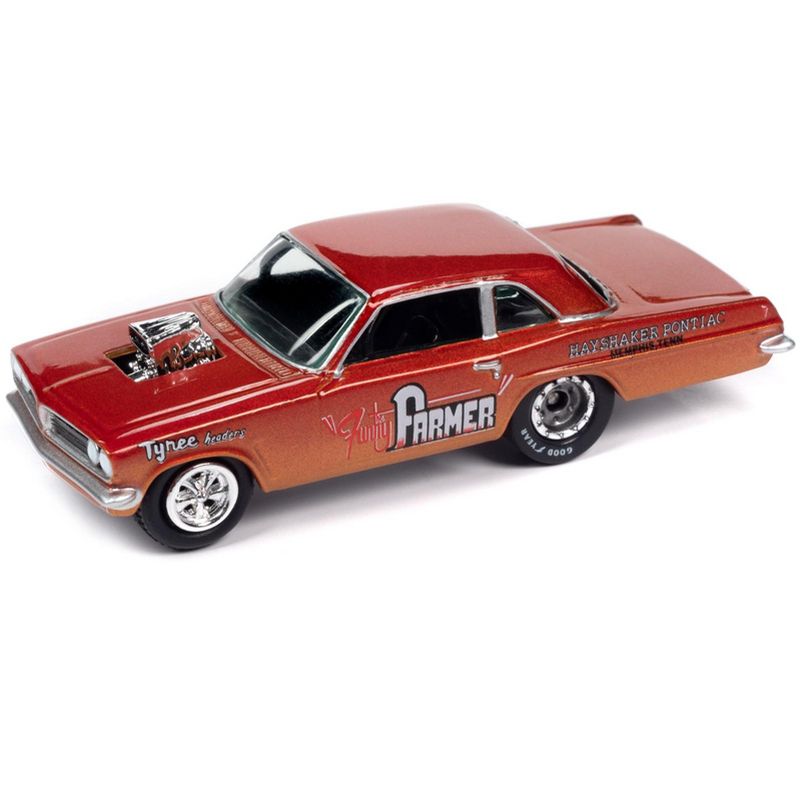 1963 Pontiac Tempest "Funny Farmer" Orange and Gold Metallic Limited Ed to 2908 pcs 1/64 Diecast Model Car by Johnny Lightning, 2 of 4