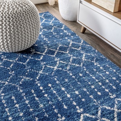 Modern Indigo Ivory Moroccan Diamond 4' x 6' Area Rug