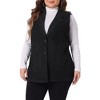 Agnes Orinda Women's Plus Size Sleeveless Buttons Notched Collar with Pockets Demin Vests - 2 of 4