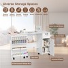 Folding Sewing Table, Rolling Sewing Cabinet with Lockable Casters, Shelves, Storage Trays, Magnetic Doors, Metal Doorknobs, White - 4 of 4