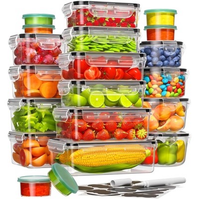40-piece set of food storage containers made of food-grade polyethylene and silicone, microwave safe, leak-proof meal containers, with labels and pens