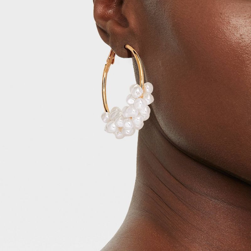 Hoop Cultura Pearl Gold Earrings - A New Day&#8482; Gold, 3 of 5
