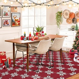 GustoWave Christmas Geometric Throw Area Rugs, Non Slip Machine Washable, Red - 1 of 4