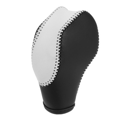 Unique Bargains Car Faux Leather Gear Shift Knob Cover for Ford Focus 2012-2018 Black White 1pc