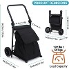 2-in-1 Folding Shopping Cart & Hand Truck, Heavy-Duty Grocery Cart with Removable Waterproof Bag, Cushioned Seat, Adjustable Non-Slip Handle, Black - 2 of 4