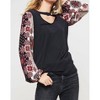 Women's Floral Print Sleeve Knit Top - PROMESA - 2 of 3