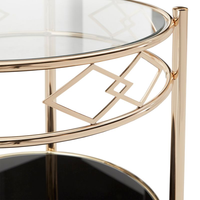 Hardin Metal End Table with Black Tempered Glass Rose Gold Finish - Inspire Q, 5 of 7