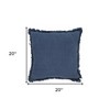 20" X 20" Dark Blue And White 100% Cotton Abstract Zippered Pillow - 3 of 4