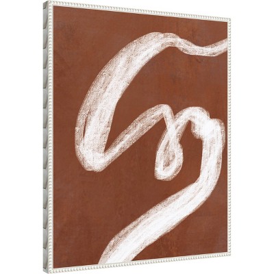 Phantom Thread I Abstract Brown and White Canvas Art with Beaded Frame
