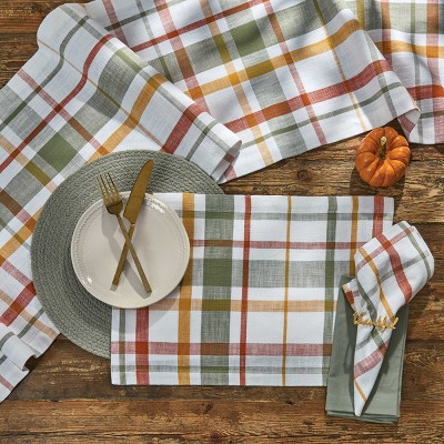 Autumn Plaid Cotton Table Runner 14" x 54"