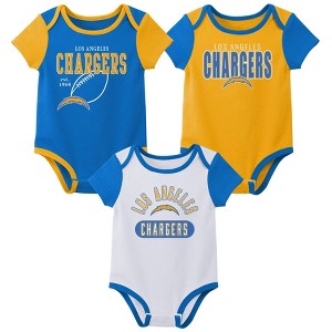 NFL Los Angeles Chargers Boys' White 3pk Bodysuit - 1 of 4