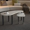 KWPZQEB Irregularity Coffee Table, Cocktail Table w/ 360¡ã Rotating Top, Modern Center Table w/ Wood Grain Veneer Tabletop for Living Room,Small Space - 2 of 4